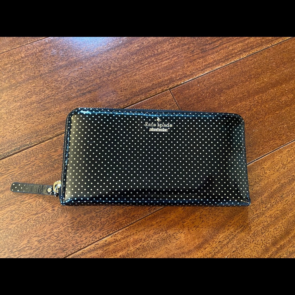 Kate Spade Black with Silver Polkadot Wallet